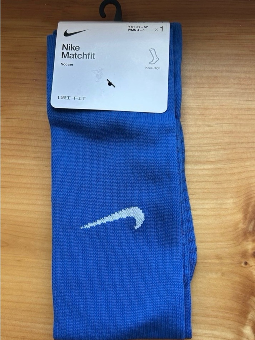 NIKE Matchfit Knee High Soccer Socks Youth/ Women 3Y-5Y / W4-6 Blue Dri-Fit